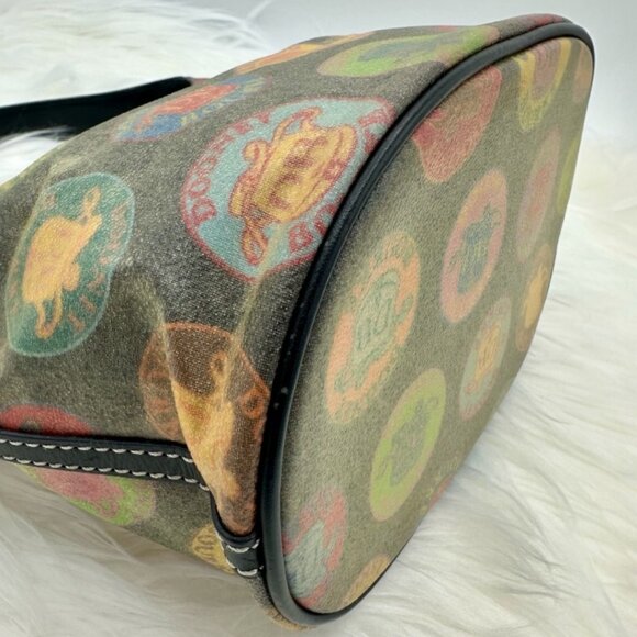 💰SALE💰 Dooney & Bourke Y2K Multi-Color Logo Circles Canvas Hobo Shoulder Bag - Picture 7 of 16